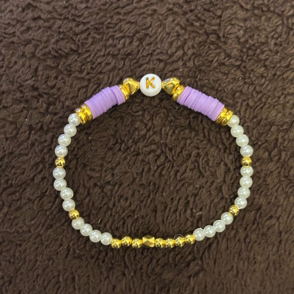 Gold and Purple Beaded Bracelet